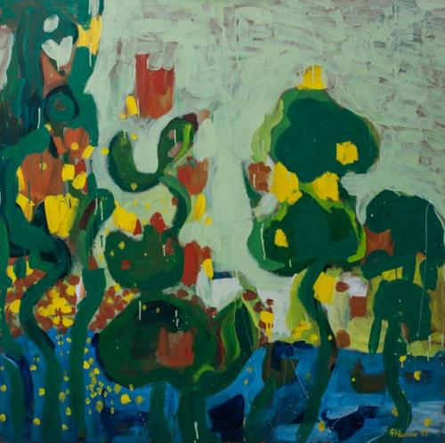 #5 Lotus Garden, 1963, Lacquer, 48x48